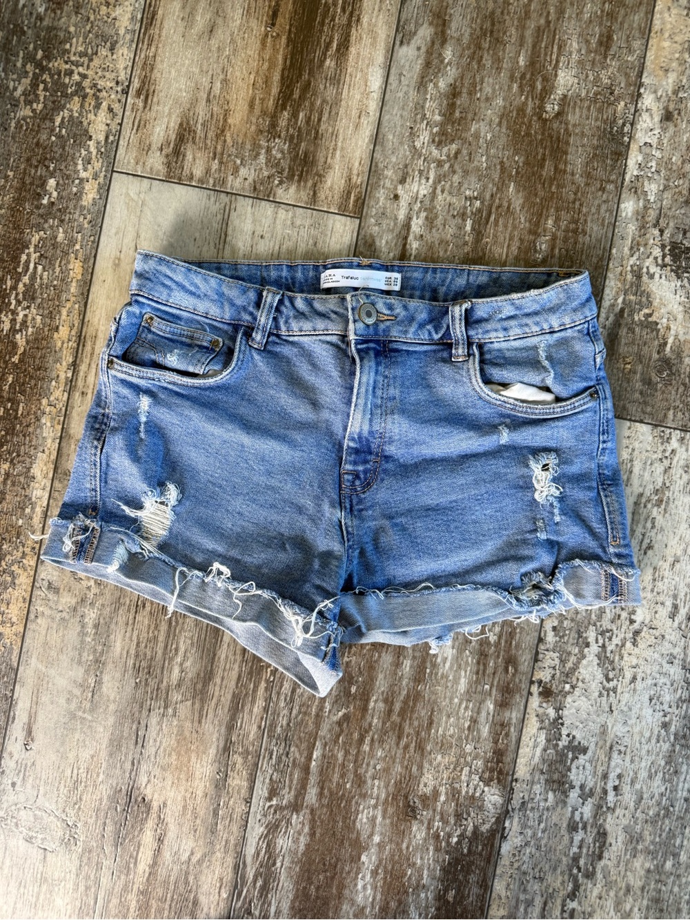 2 for $20 sale: Zara trafaluc denim cut-off jean shorts rolled hem. 6